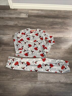 Peanuts Grey and Red Penguin Fleece Pajama Set